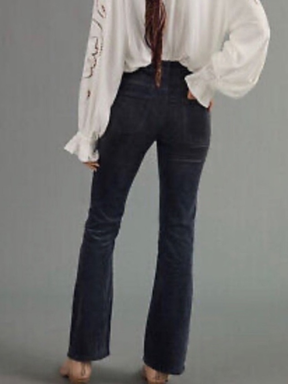PILCRO BY ANTHROPOLOGIE THE ICON CORDUROY FLARE PANTS DARK GRAY SZ 28 31 inseam - Picture 3 of 14